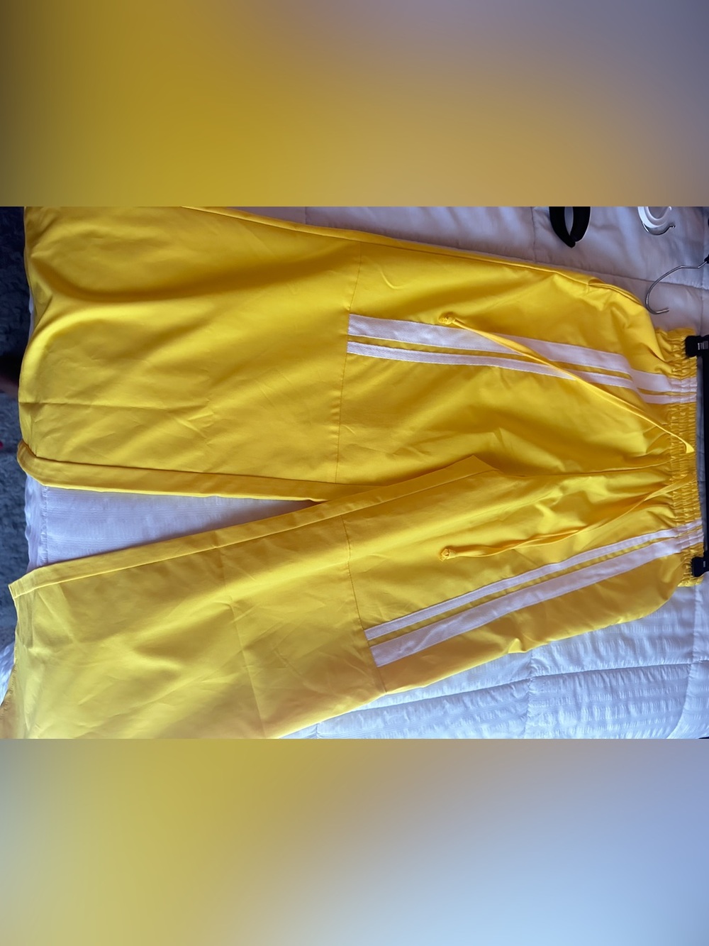 Yellow Unisex Track Joggers with White Side Stripes